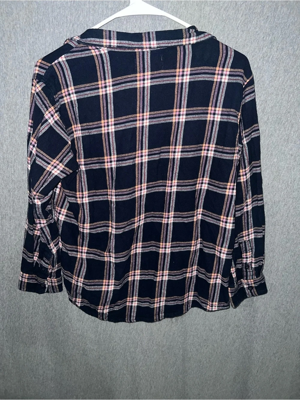 Old Navy Navy and Pink Plaid Button-Down Shirt